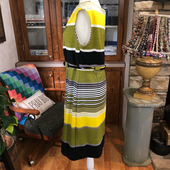 ILE NEW YORK SIZE 12 BLACK & YELLOW SLEEVELESS CAREER DRESS. EUC BELT INCLUDED - Picture 4 of 5